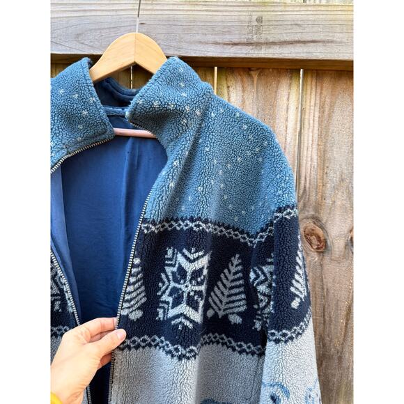 Vintage Polar Bear Fleece Jacket / Nordic Fair Isle Zip-Up - Picture 8 of 9